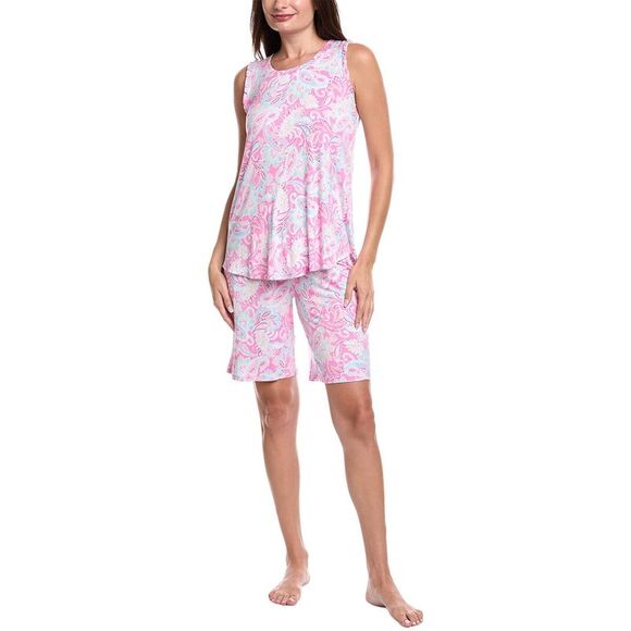 Ellen Tracy Womens  2Pc Short & Top Pajama Set, Pink - Picture 1 of 3